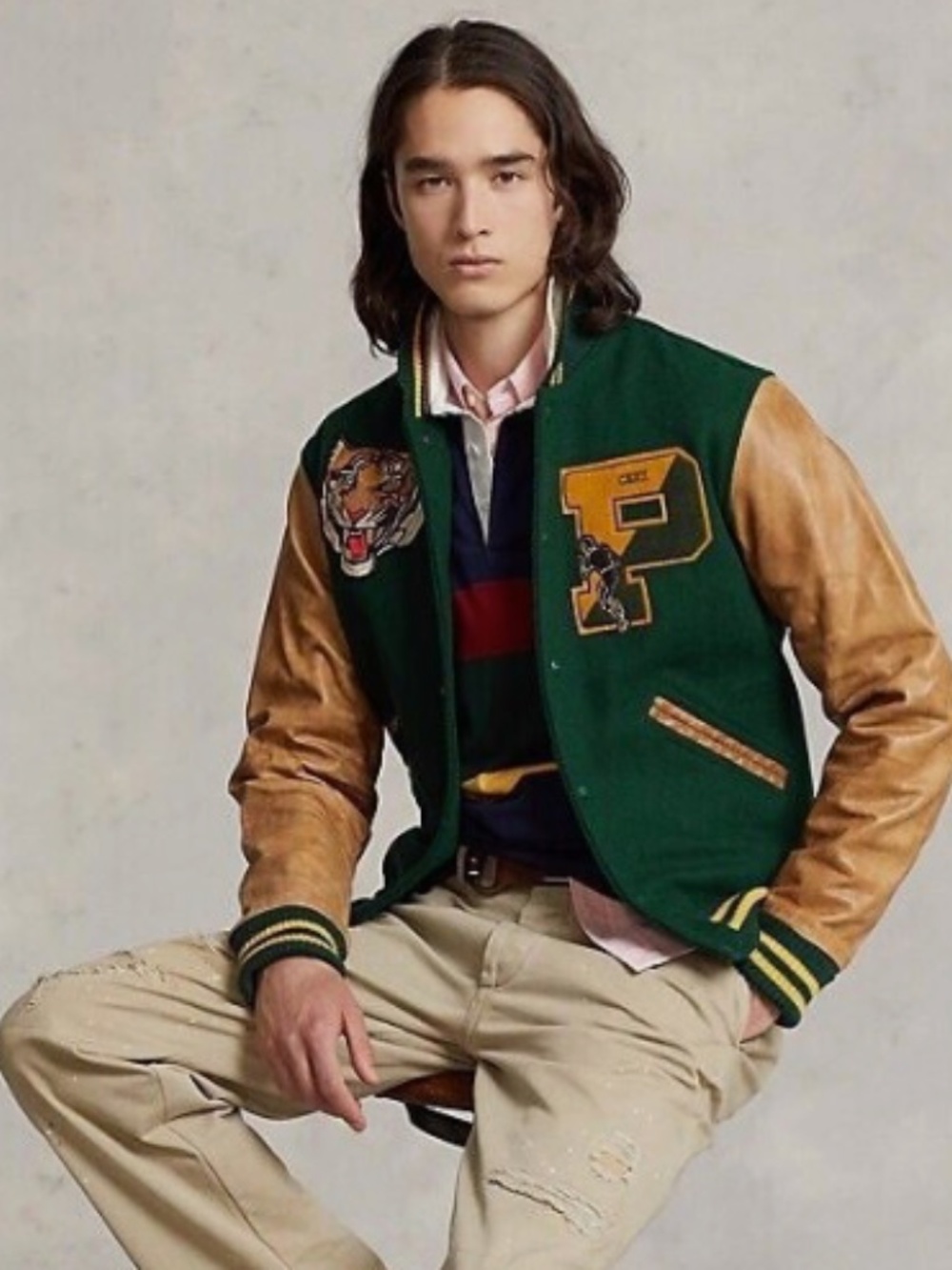 Polo Ralph Lauren RL Tigers Preppy Varsity Letterman Bomber Jacket XLARGE P Wing